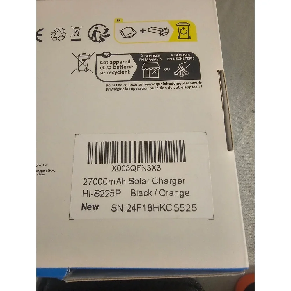 Hiluckey 27000mAh Solar Power Bank Charger 4 Panels HI-S225P Black
